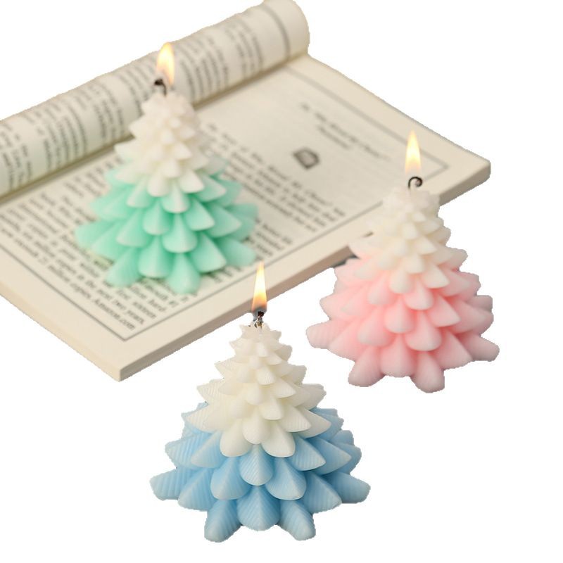 Vela aromática de pino con nieve de dos colores para árbol de Navidad, decoración navideña para el hogar, ambiente romántico, vela de cera de soja