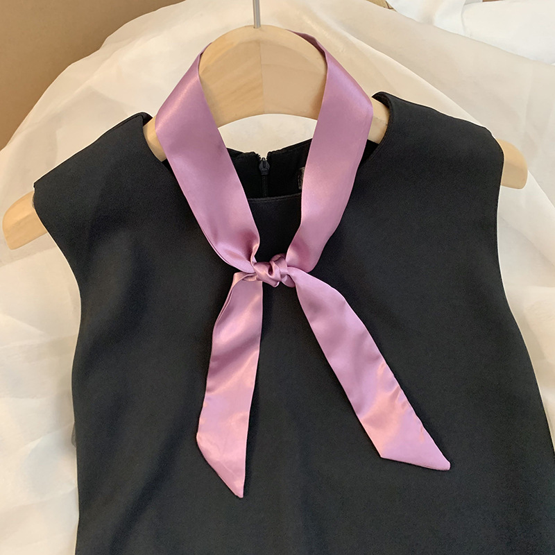 Pañuelo de seda de imitación, tira larga, sentido avanzado, nuevo estilo, color sólido, protección para el cuello, bufanda pequeña, bolsa atada, cinta para el cabello, diadema, cabello atado