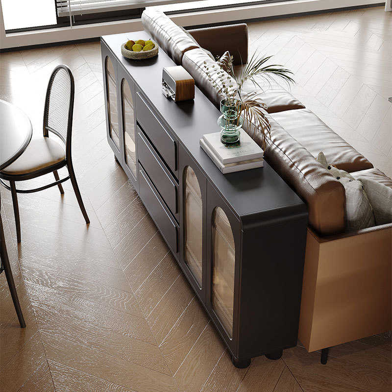 Black Sofa Back Cabinet Retro Storage Decorative Cabinet French Sideboard Storage Cabinet Living Room Wall Storage Cabinet