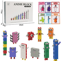 国境を越えて人気のデジタルブロックビルディングブロックフィギュアモデル、10種類のデジタルパーティーゲームフィギュア、カード付きで変形可能