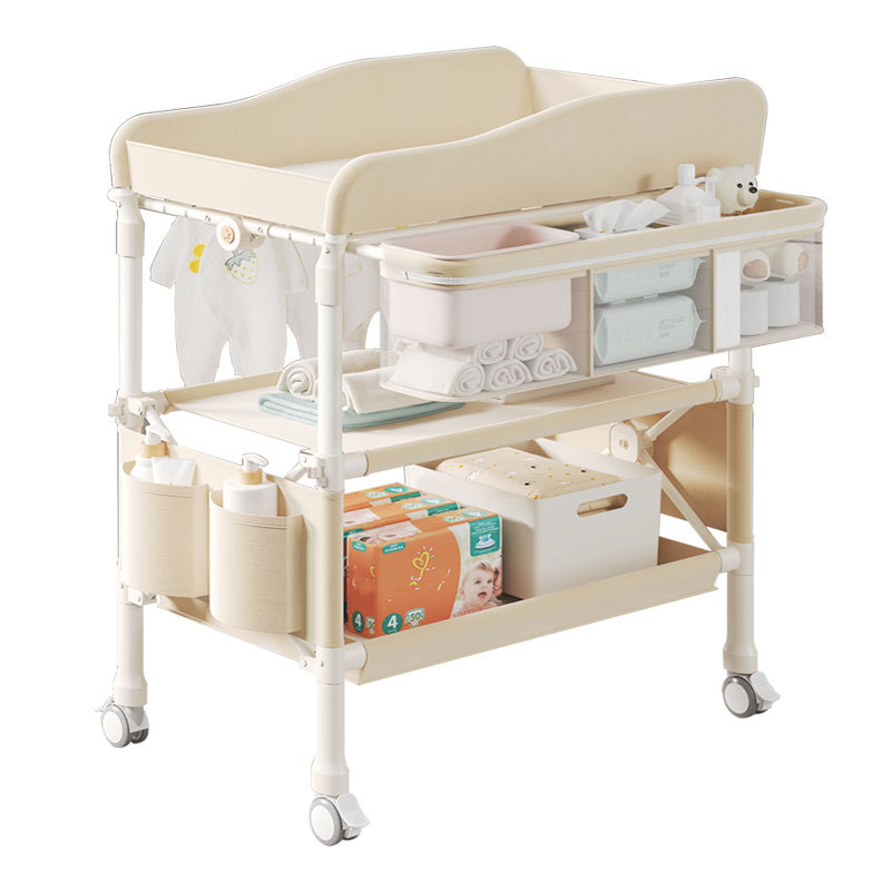 Mesa de pañales, cuidado de bebés y niños pequeños recién nacidos, cambio y lavado, mesa táctil de masaje plegable multifuncional portátil image 5