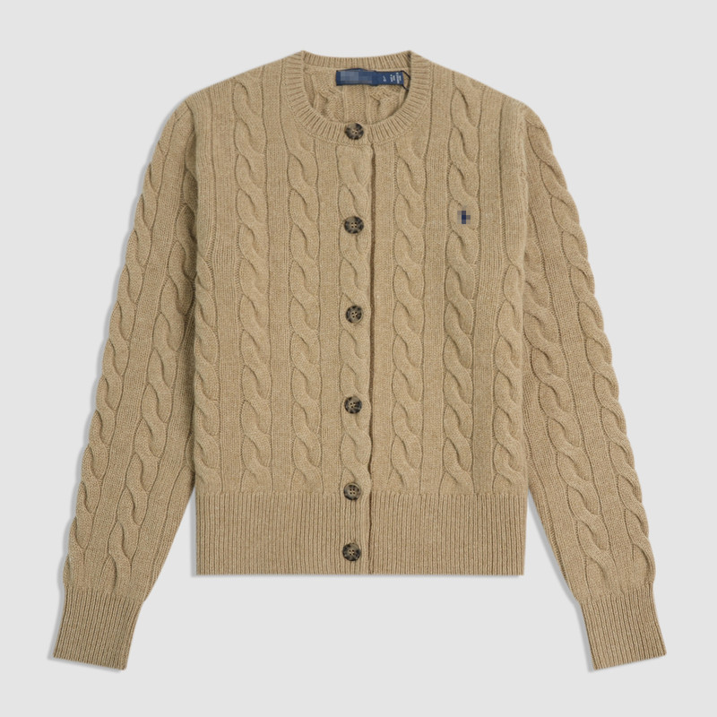 In-Stock Rl Laffy Pony Logo Embroidered Knit Sweater Round Neck Casual Versatile Wool Thick Cardigan