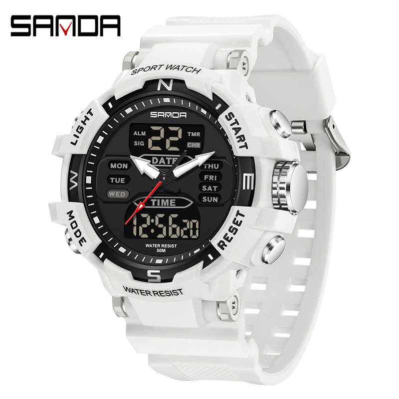 SANDA moda moda reloj electrónico pareja multifunción cuenta regresiva cronómetro deportivo impermeable