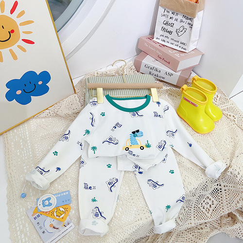 Large size one piece drop shipping children's Lycra suit underwear long-sleeved boys and girls boneless ginger two-piece autumn clothes and long pants