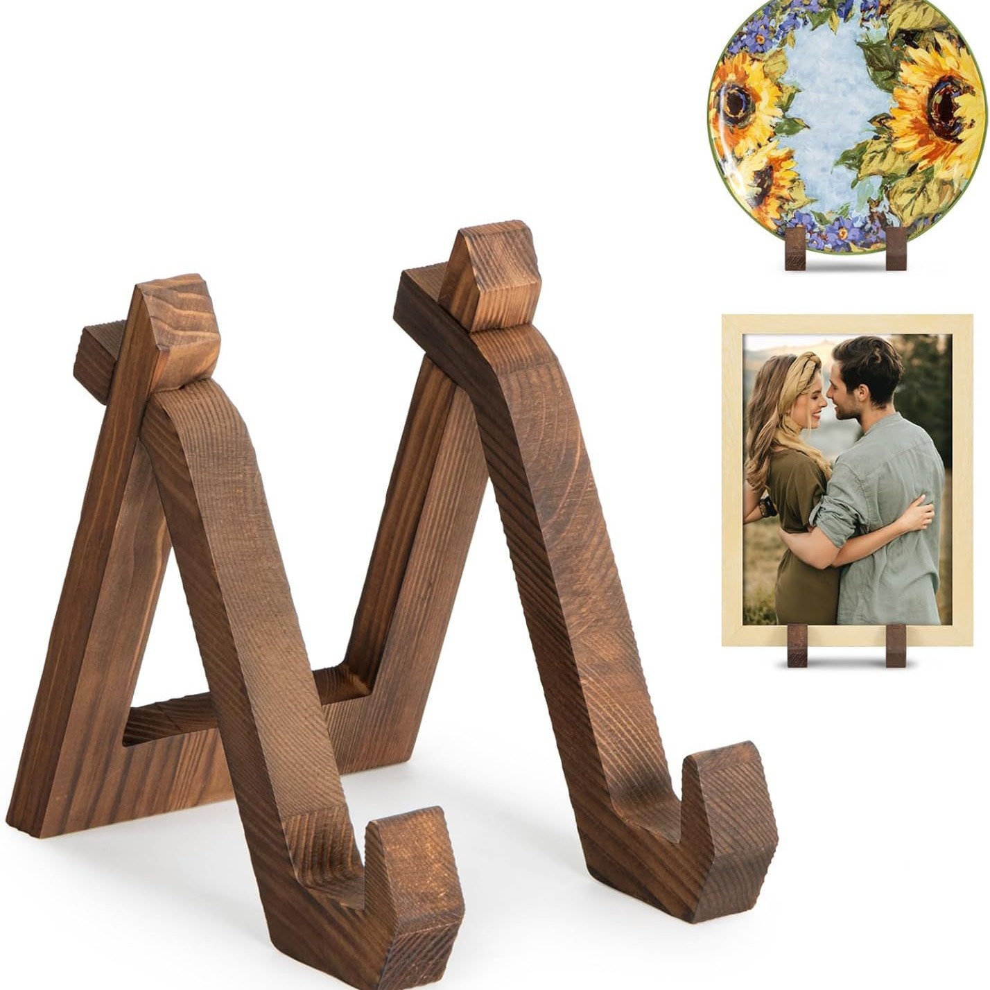 木制展示架简易木制相框盘子展示架桌面木制支架木制盘子支架