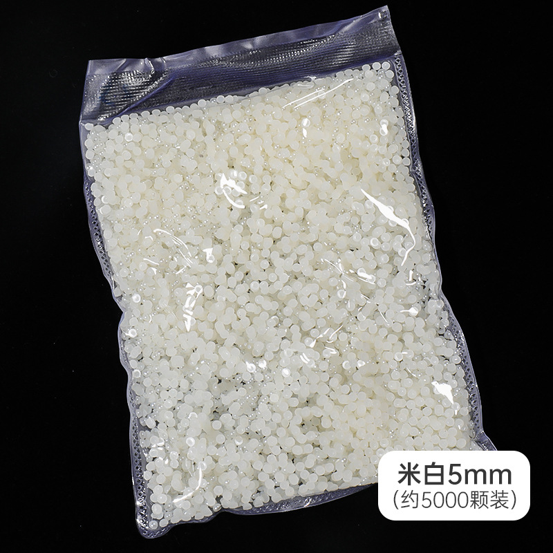 Manicuría semicircular con base plana de perlas decoraciones de arroz blanco puro blanco brillante no se desprende de la piel joyas de manicuría 11 mil paquetes al por mayor