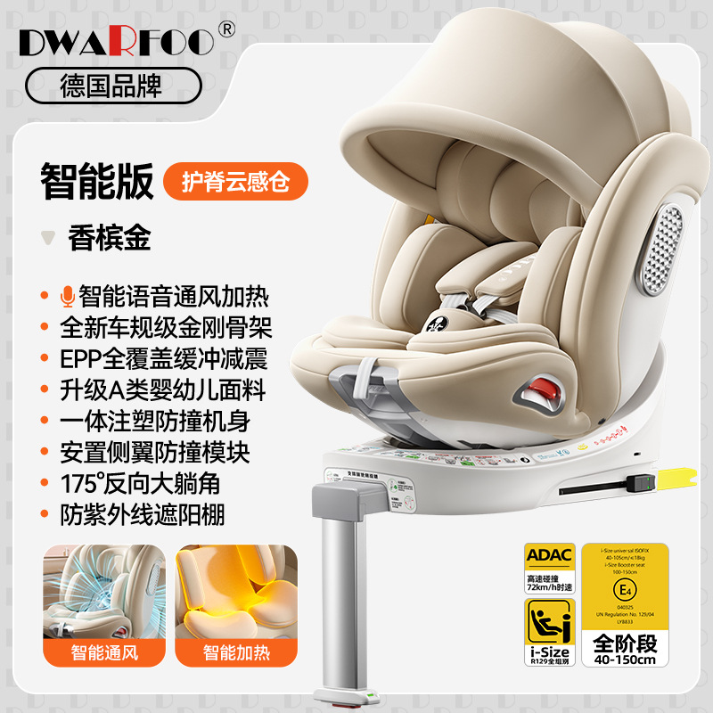 【top-tier ai smart voice edition - gold】seat ventilation & heating + uv protection sunshade + i-size certified - adac tested