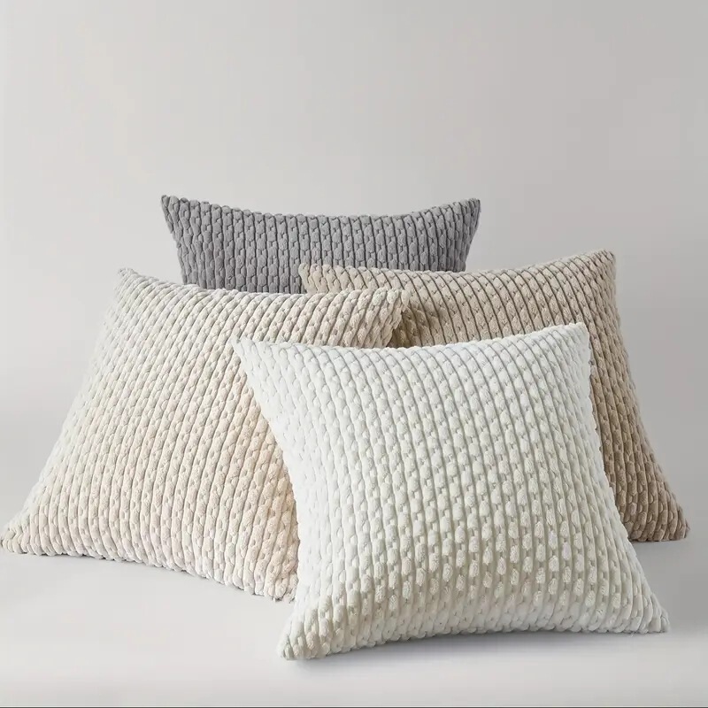 Ready Stock Temu Amazon Best-Selling Simple Corduroy Pillow Cover Home Living Room Sofa Back Pillow Cover