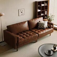 中古风油蜡皮沙发客厅小户型现代简约直排双三人沙发美式现代欧式
