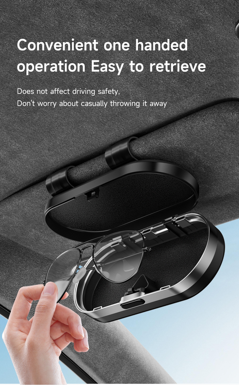 Cross-Border Car Glasses Case Car Sun Visor Glasses Clip Sunglasses Storage Box Glasses Holder High-End Sunglasses Clip
