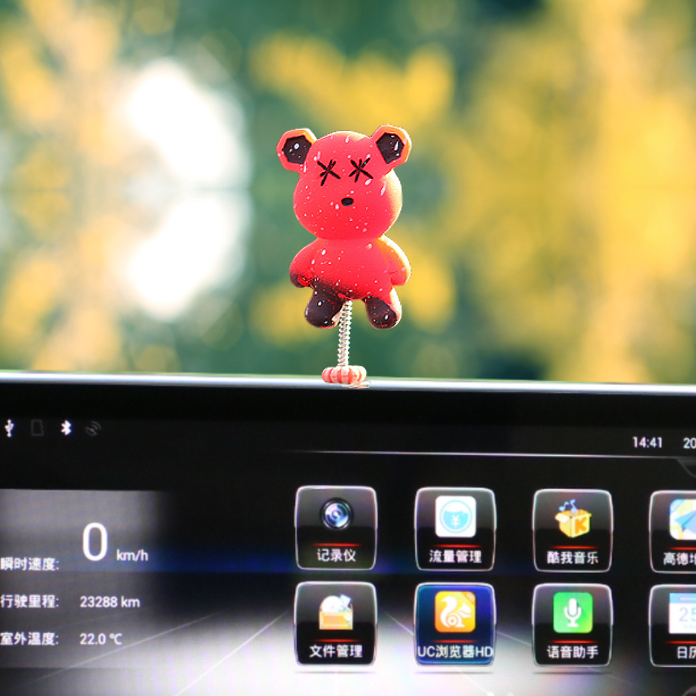 Lindo oso violento decoración de coche muñeca de oso de cielo estrellado consola central de coche productos de decoración interior plástico femenino