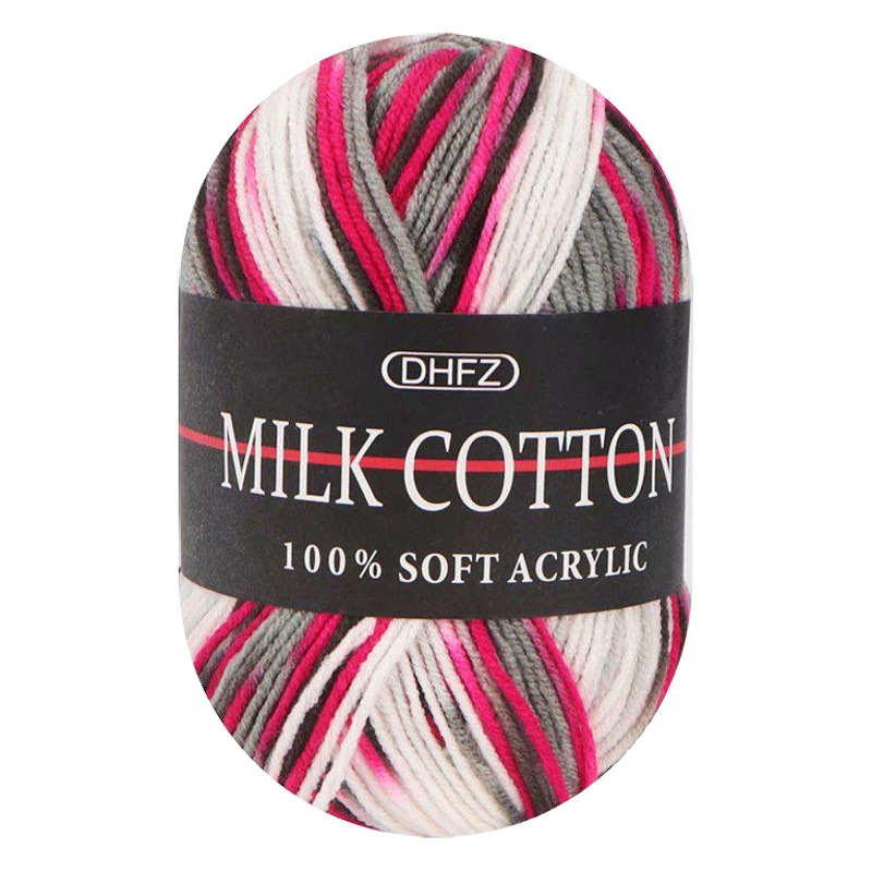 3-Strand gradiente sección de leche teñida de lana de algodón de color colorido medio fino lana crochet lana tejida a mano al por mayor