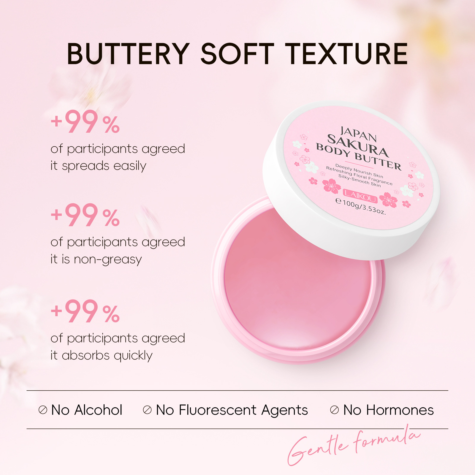 Cross-border LAIKOU Sakura Body Oil 100g Hydrating and Moisturizing Manufacturer's wholesale Body Moisturizing cream in stock undefined