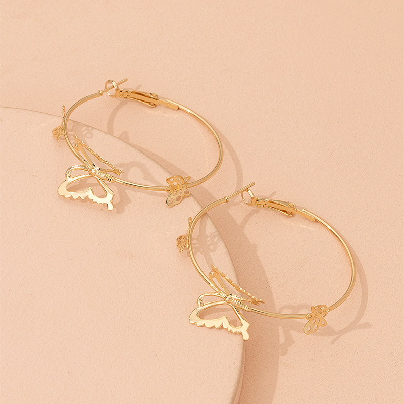 Fashion Butterfly Alloy Plating Hoop Earrings