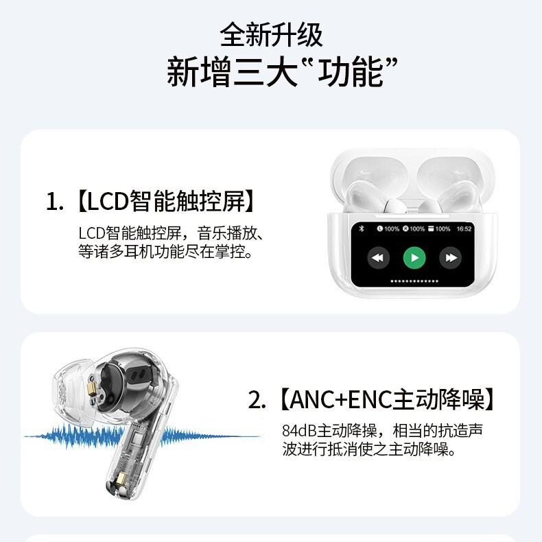 2025 新しいインテリジェント タッチ カラー スクリーン ワイヤレス Bluetooth デュアル モード アクティブ ノイズ キャンセリング高品質ヘッドフォン ユニバーサル第 5 世代|undefined