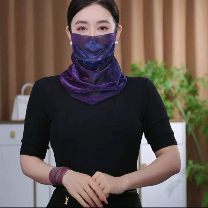 Универсальная летняя шаль из жемчуга, шарф, корейский стиль, защита от солнца, с защитой шеи