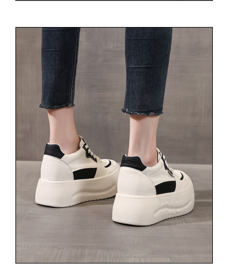 Giày sneaker nữ đế dày tăng chiều cao, mũi đầu to phong cách thể thao — ngọc trai trắng chi tiết 13