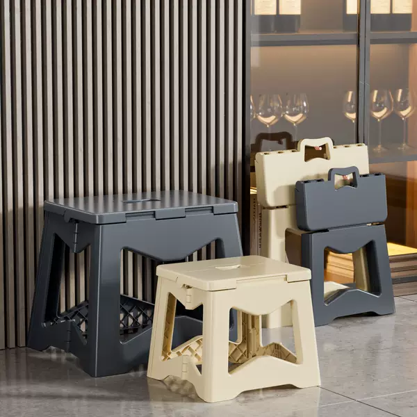 Thickened Foldable Stool Plastic Bench Portable Folding Stool for Home Space-Saving Outdoor Camping Small Low Stool