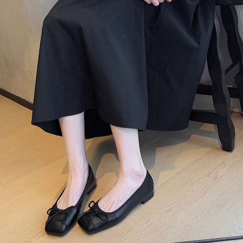 Madre de uva de 1000 dólares regreso estilo de ballet empalme cabeza cuadrada pequeña boca poco profunda un pie de zapato plano arco plano zapatos de una sola mujer