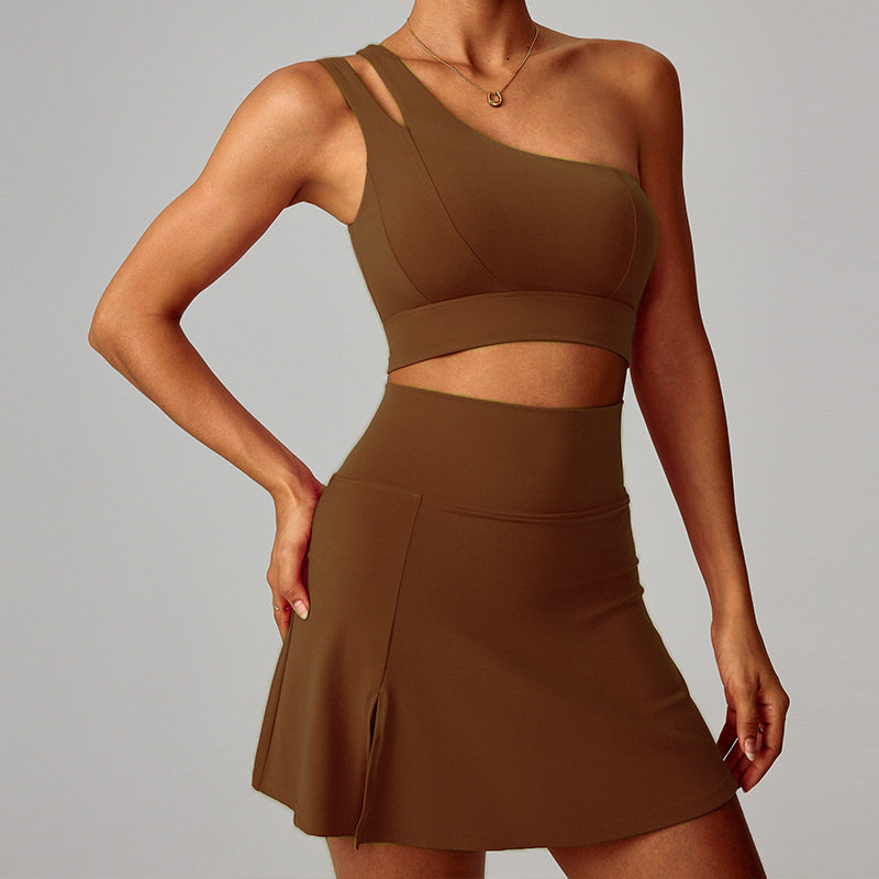 Bra de hombro inclinado transfronterizo trajes de yoga para mujeres trajes de fitness casuales para correr trajes deportivos para mujeres 6358