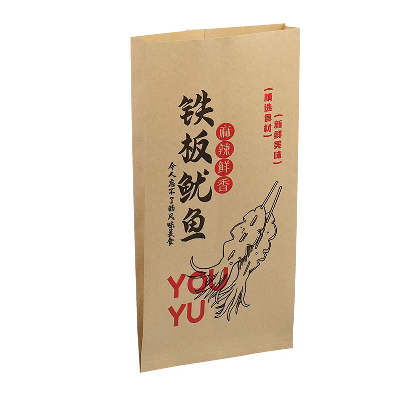 Bolsas de papel de calamar de hierro desechables bolsas de calamar de barbacoa bolsas de papel a prueba de aceite bolsas de alimentos bolsas kraft personalizadas