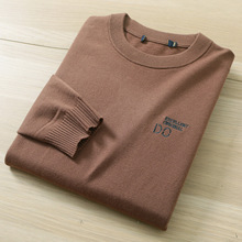 代发海剪标长袖针织衫男秋冬季时尚字母刺绣套头圆领毛衣男D1U015