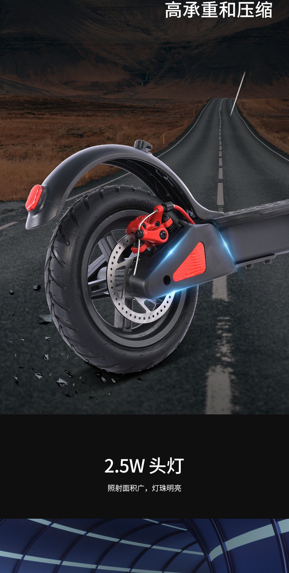European and American Overseas Warehouse Foldableable 8.5inch Rear Shock Absorption 36V10.4Ah Electric Scooter for Transportation