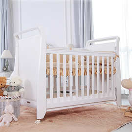 douxbebe实木儿童婴儿床可拼接大床新西兰松木婴儿床可调高度床