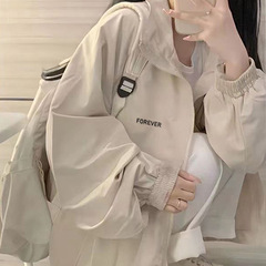 美式风衣外套女春秋款学生宽松休闲百搭学生薄款冲锋衣夹克上衣潮