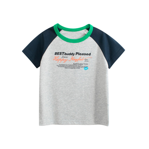 27kids Korean children's fashion summer 2025 new boy letter short-sleeved T-shirt baby clothes drop shipping one piece