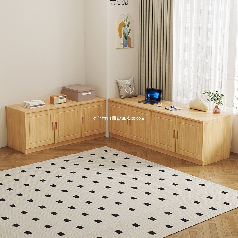 Solid Wood Bay Window Cabinet, Balcony Storage Cabinet, Storage Cabinet, Floor-To-Ceiling Window Cabinet, Pine Wood Floor Cabinet, Low Cabinet, Wholesale