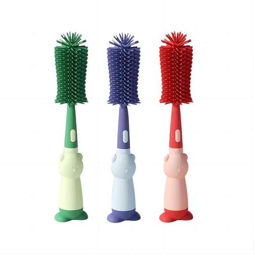 Cross-border best-selling milk bottle brush multi-functional cleaning brush food-grade three-in-one nipple brush straw brush silicone milk bottle brush