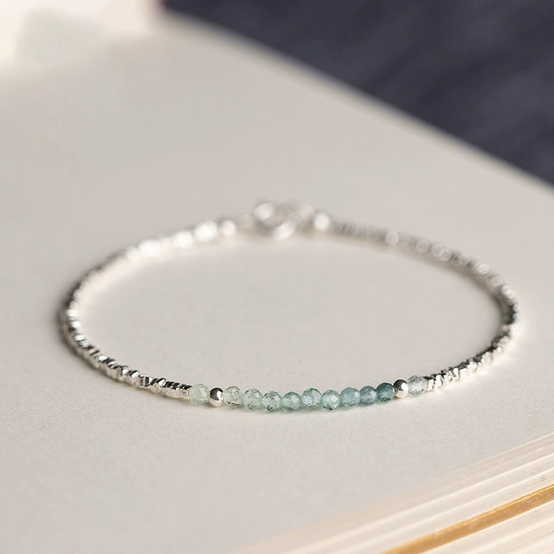 Fine Silver Aquamarine Bracelet for Women, 2026 New Model, Simple Hand Jewelry, Light Luxury, Niche, Exquisite, Ins Style
