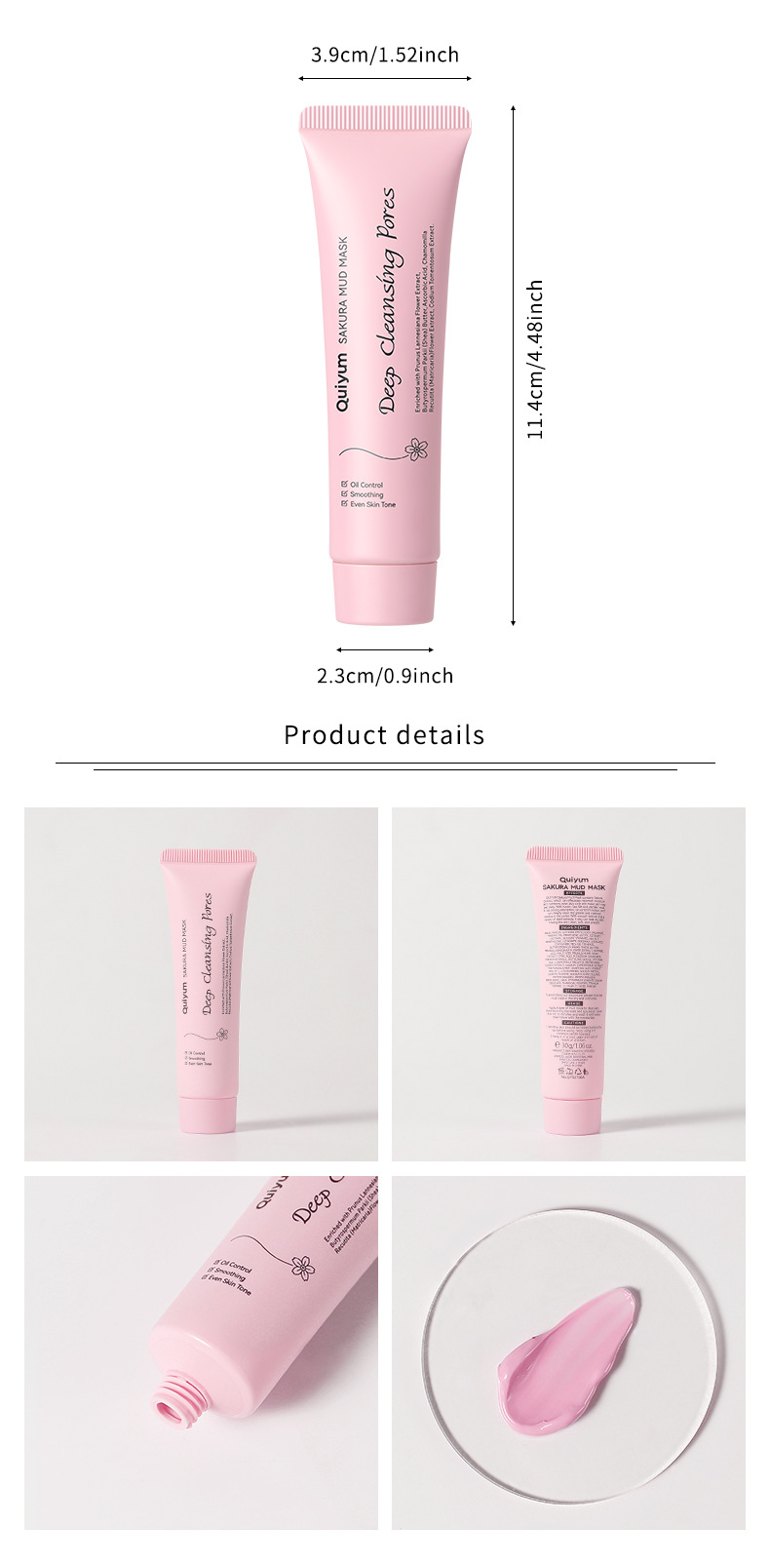 temu version QUIYUM Cherry Blossom Mask Mud (Tube) 30g Cleansing, Hydrating and Moisturizing Manufacturer wholesale FDA undefined