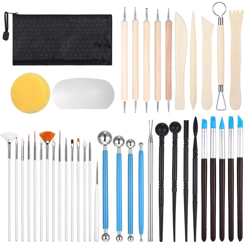 Herramientas de cerámica transfronterizas de acero inoxidable bola varilla de piedra plástica arcilla conjunto de barro de cerámica herramientas manuales escultura cuchillo penetración