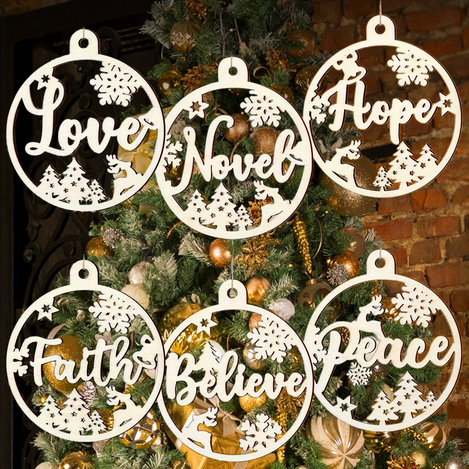 Рождественский висящий полый деревянный буквенный кулон для украшения вечеринки креативный домашний витринный елка украшения елки