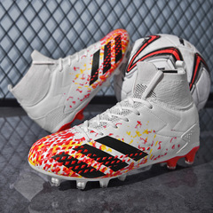 跨境新款高幫鴛鴦足球鞋長釘足球鞋TF碎釘專用訓練鞋football男款