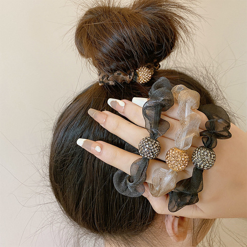 Small intestine hair tie for women, high-end ponytail headband,  new forest style, simple temperament, small leather set hair accessories