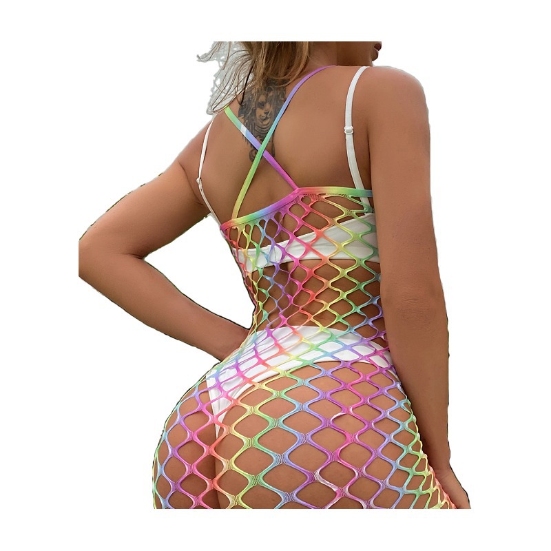 Vestido de Red Multicolor con Hombros Descubiertos YD153 de Nylon