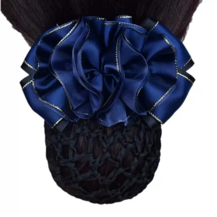 Профессиональный цветок на голову женские волосы стюардесса аксессуары для волос медсестра шелковая пряжа бантик сетка для волос Рабочая шпилька сетка для волос