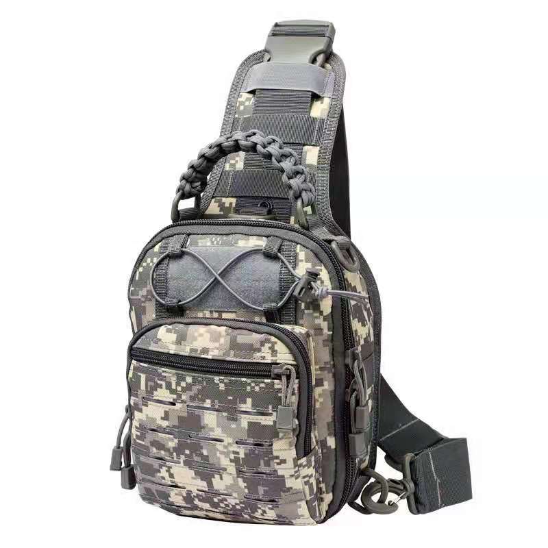 Bolso de pecho para hombre, camuflaje militar, material de tela Oxford resistente a desgarros, bolso táctico cruzado para ciclismo, estilo táctico duradero