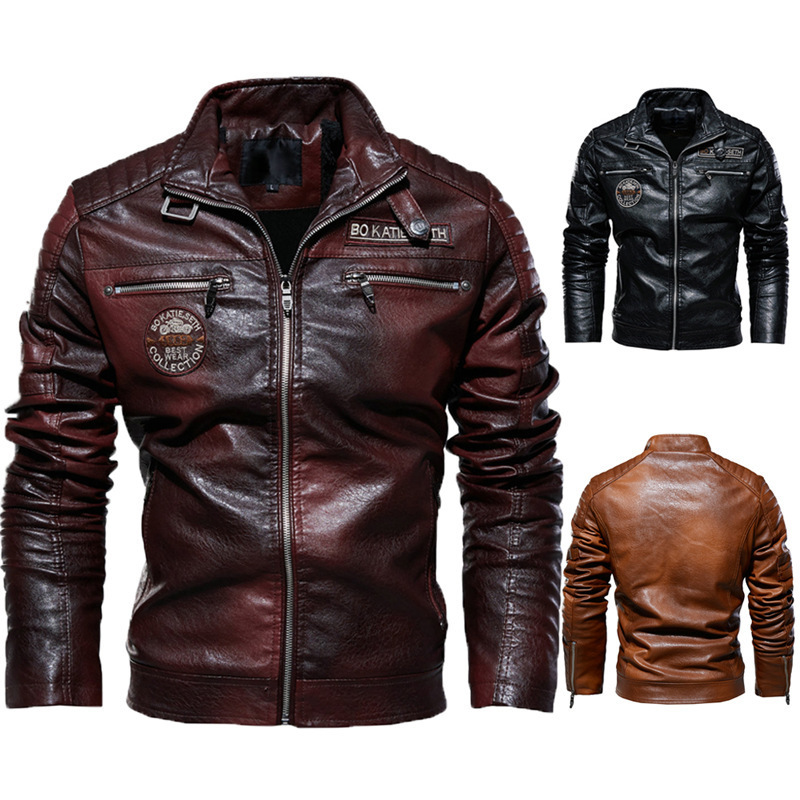 Jacket 2024 New Collection Men's PU Motorcycle Suit Modern Hardman with Velvet Leather Coat Men_voghion.com