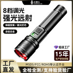 跨境热卖新款白激光手电高亮变焦电量显示Type-C快充多功能手电筒