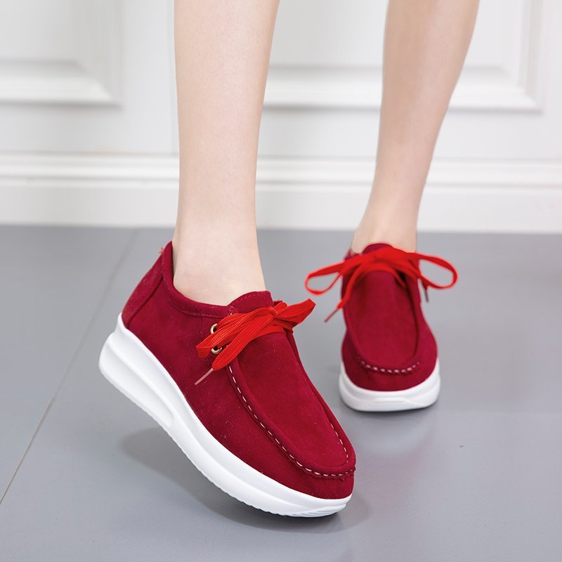 lace-up thick bottom round toe casual sports shoes NSJJX133281