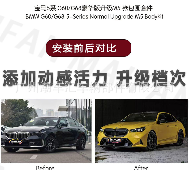 Suitable for Bmw 5 Series G60 G68 Modification G90 M5 Large Body Kit Front Bumper Rear Bumper Side Skirts Fenders
