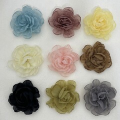 シフォンバーニングフラワー手作り布花立体花 diy ヘアアクセサリー靴と帽子アクセサリー衣類ネックレス花アクセサリー