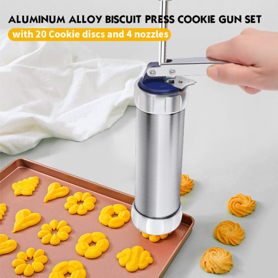 Cookie Mold Gun Baking Tools Aluminum Alloy Decorating Mouth 20 Pieces of Soluble Bean Squeezer suit Baking