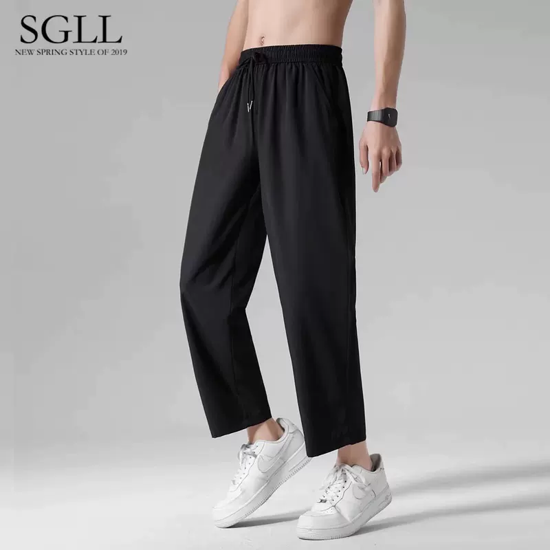 Silk thin trousers, suit, loose straight fit