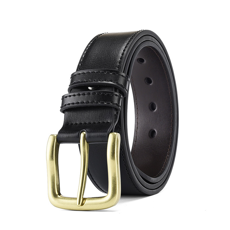 Cinturón casual para hombres hebilla de aleación de zinc sólido hebilla de Cinturón de piel de vaca de dos capas hebilla dorada estilo clásico Retro