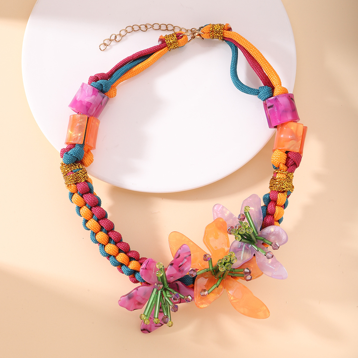 rope Chain Material Sweet Flower Resin Choker Wholesale